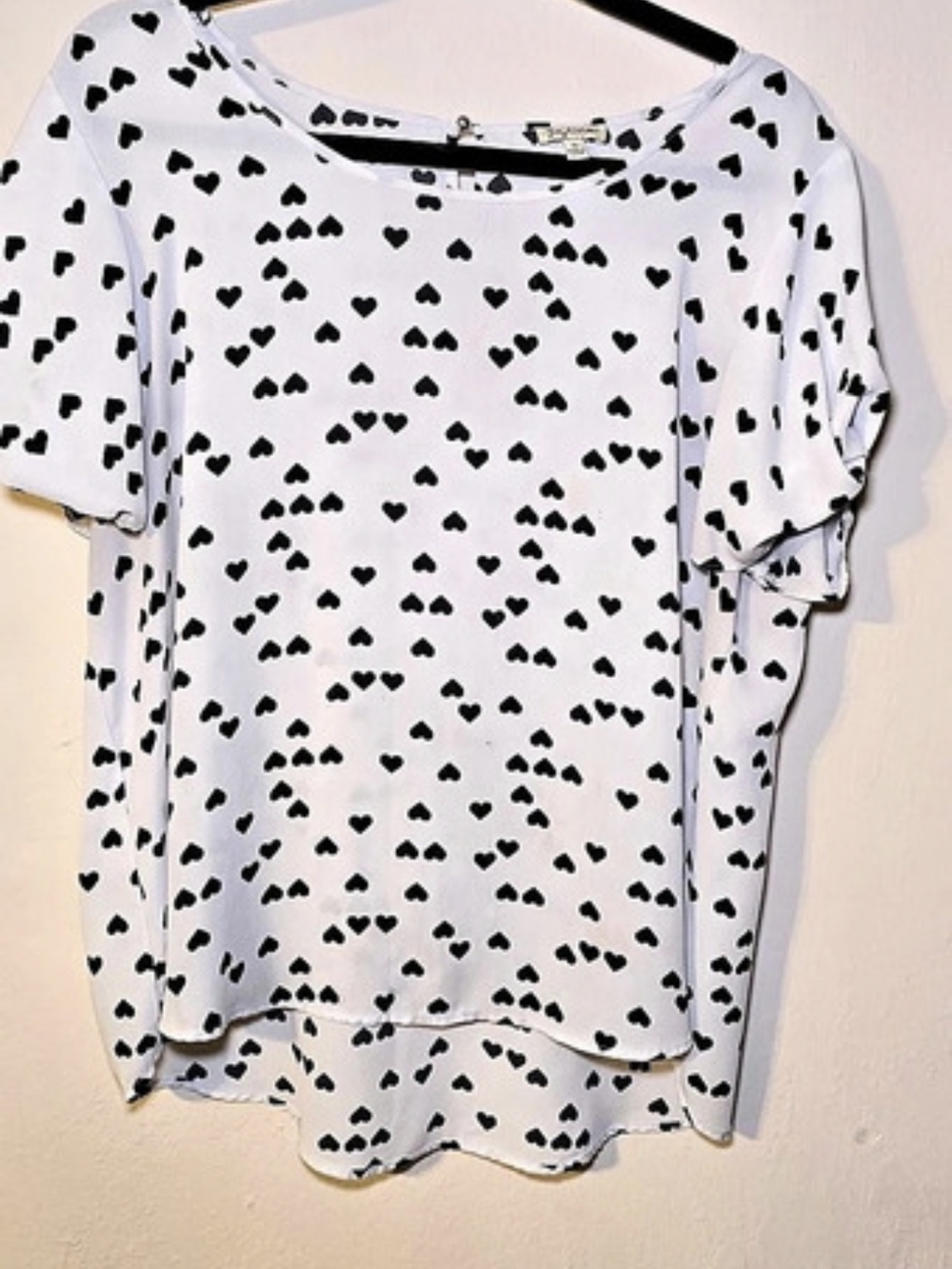 Lilly Pulitzer Heart Print Short Sleeve Blouse XL